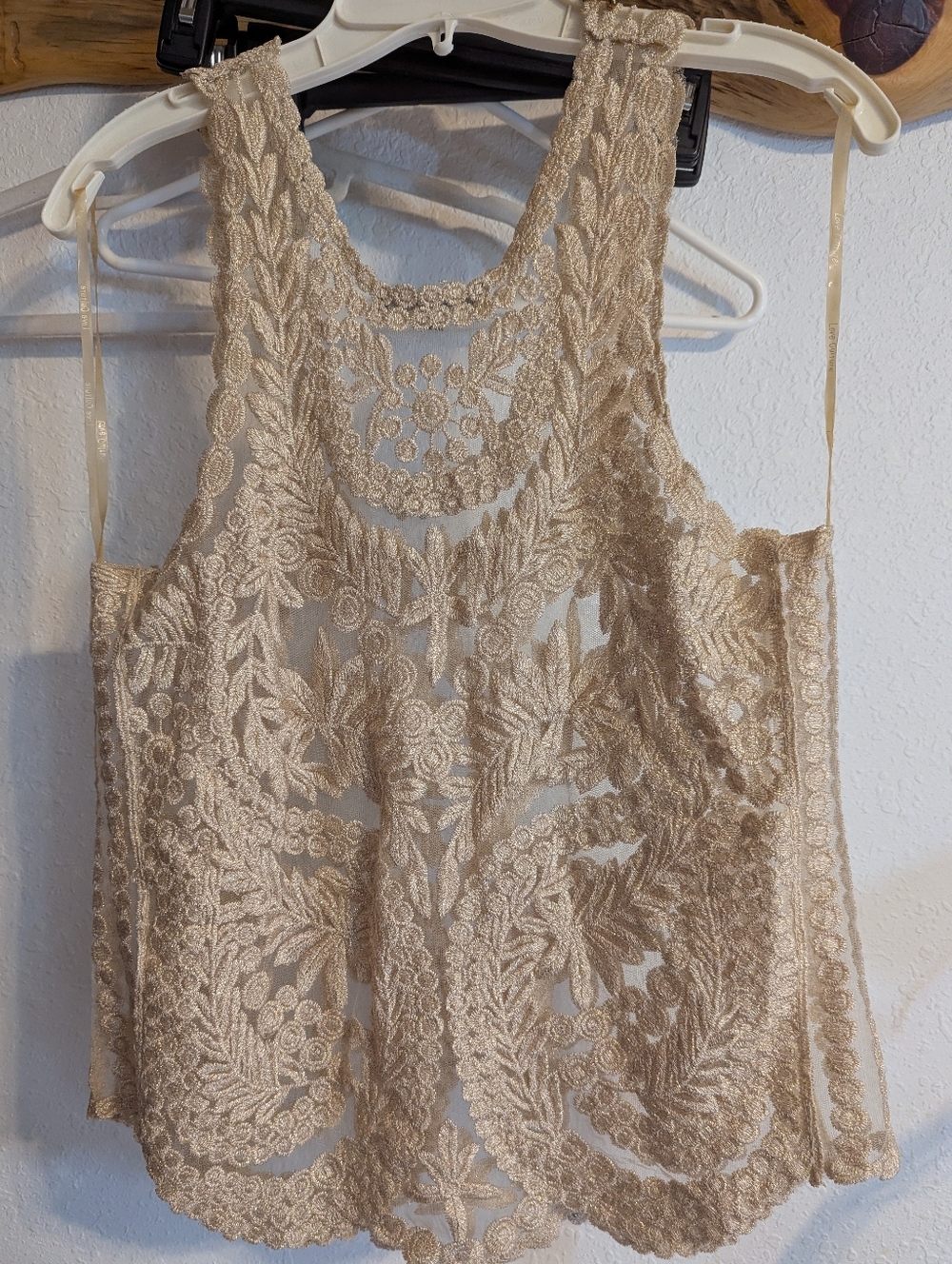 Love Culture Full Lace Ivory Sleeveless Top Size S/M - Picture 2 of 10